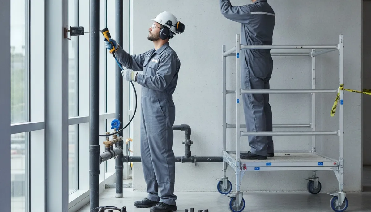 Leak detection plumber inspecting water lines in Bakersfield, CA home