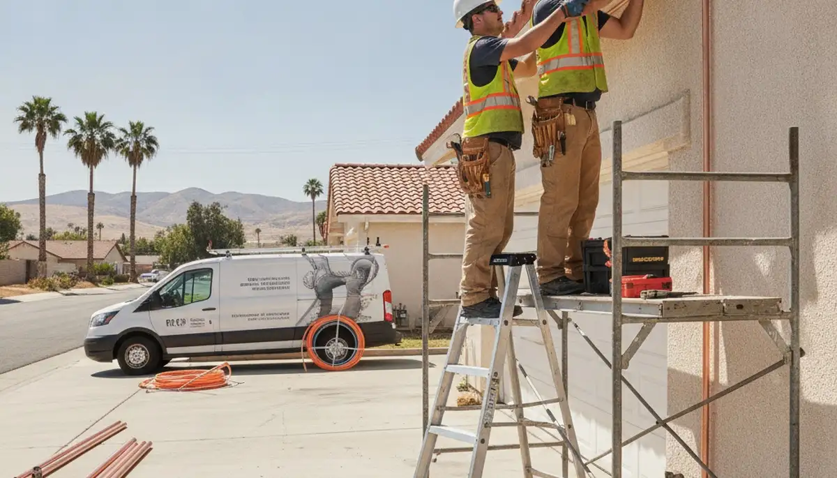 Bakersfield, CA plumber repairing a residential plumbing line for leak and pipe repair service