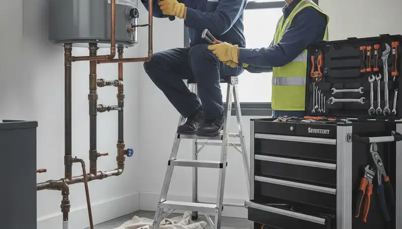 Bakersfield, CA plumber repairing a leaking pipe in a residential home