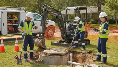 Septic repair technician servicing Bakersfield, CA home plumbing system